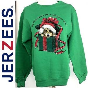 Christmas dog sweatshirt NEW Grandkids are a gift from God XL green